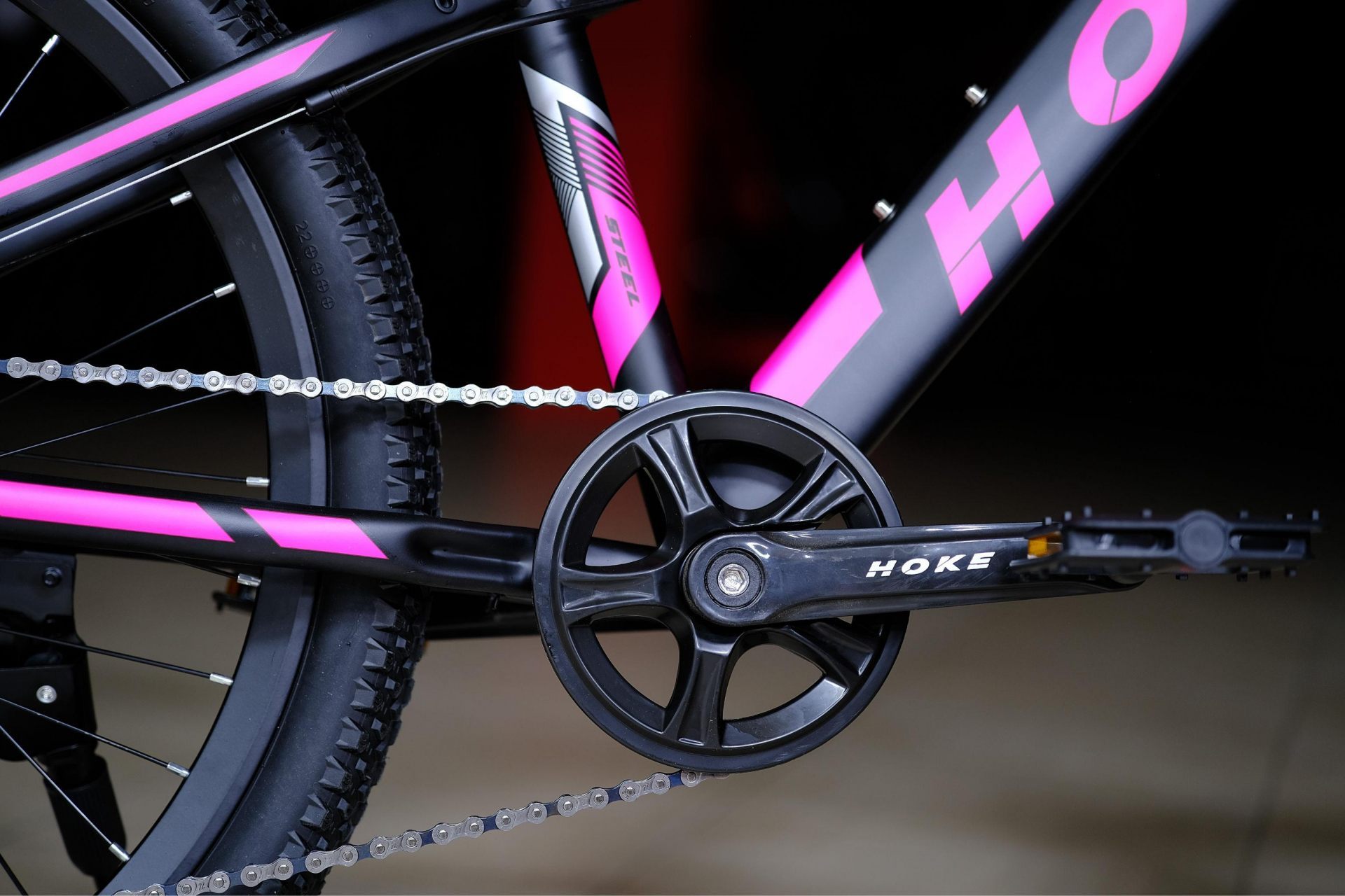 Система (шатун) сталь 36T
 HOKE Steel WAY 24 матовый чёрный-розовый